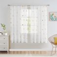 thumbnail image 1 of Flowpartex Metallic Butterfly White Sheer Curtain Panels Spring Gold Print Linen Rustic Rod Pocket Window Drapes 63"L×52"W for Girls Bedroom Living Room, 2 Panels, 1 of 7