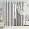 thumbnail image 1 of Flowpartex Mix Matach Grommet Full Blackout Window Curtains for Bedroom Lace Leaf Sheer Panels For Living Room, Gray & White, Window Treatment Set of 4,52" W x 84" L, 1 of 8
