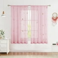 Flowpartex Pink Butterfly Sheer Curtains Gold Print Drapes for