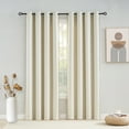 thumbnail image 1 of Flowpartex Pom Pom Blackout Curtains Beige Solid Light Blocking Energy Efficient Grommet Drapes for Bedroom 52"Wx95"Lx2, 1 of 6