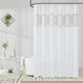 thumbnail image 1 of Flowpartex Tan White Embroidery Waterproof Fabric Shower Curtain Medallion Floral Embroidered Buttonholes Bathroom Curtains , 70x72" Inches,, 1 of 6