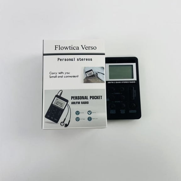 Flowtica Verso personal stereos,Personal AM/FM Pocket Radio Portable VR-robot, Mini Digital Tuning Radio, with Rechargeable Battery, Earphone, Lock Screen