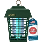 Flowtron Electric Bug Zapper, 1/2 Acre Outdoor Insect Killer, 15W UV, 5600V Shock Grid Green