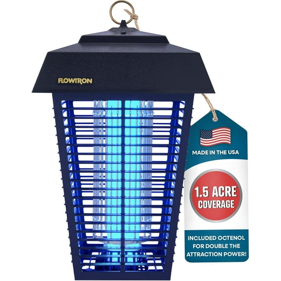 Flowtron Bug Zapper, 1-1/2 Acre of Outdoor Coverage with Powerful 80W Bulb & 5600V Instant Killing Grid, Electric Insect, Fly & Mosquito Zapper, Made in The USA