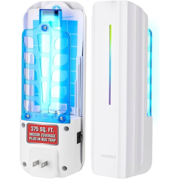 Flowtron Indoor Fly Trap, 9W UV Light, Silent Mosquito & Gnat Catcher, 375 Sq Ft - White