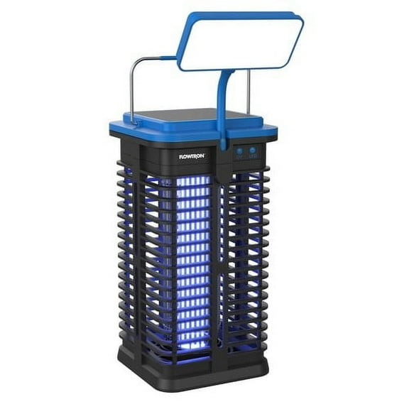 Flowtron Solar Bug Zapper Indoor Outdoor Trap with LED Lamp USB-C Charging and 1-Year Warranty.