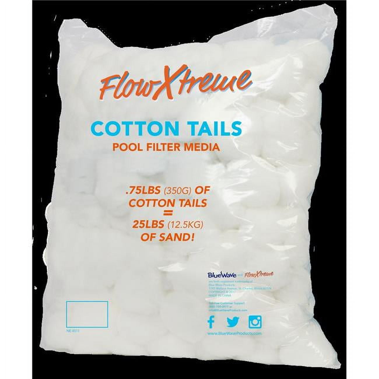Flowxtreme 0.75 lbs Cotton Tails Filter Media, Multicolored
