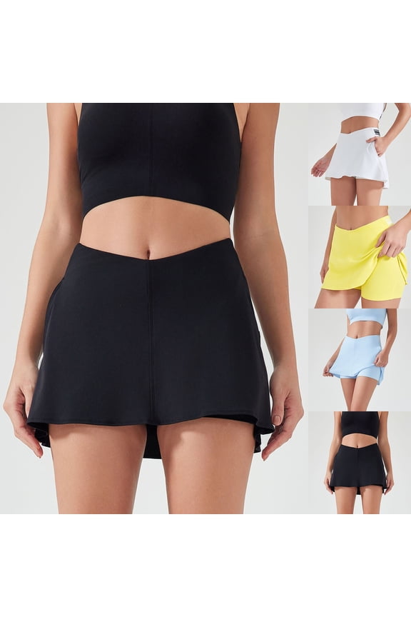 Flowy Athletic Shorts For Women Workout Running Gym Yoga High Waist With Pockets Sweat Skorts Black XL