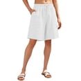 thumbnail image 1 of Flowy Athletic Shorts for Womens 9" Lightweight Quick Dry Active Shorts Lace-Up Elastic Waist High Waisted Sweatpants Knee Length Beach Shorts Workout Running Gym Shorts withPockets, 1 of 6