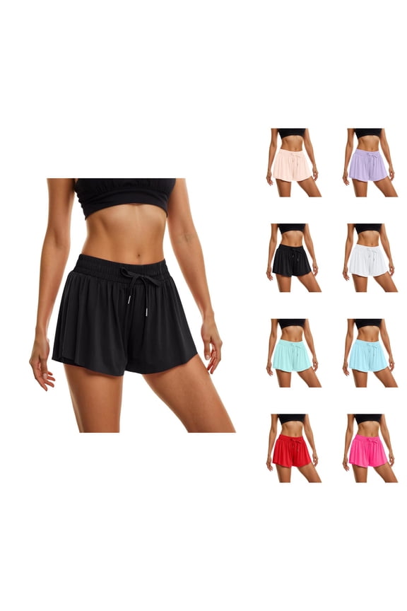 Flowy Athletic Shorts for Women 2 in 1 Double Layer Summer Running Tennis Butterfly Shorts with Pockets