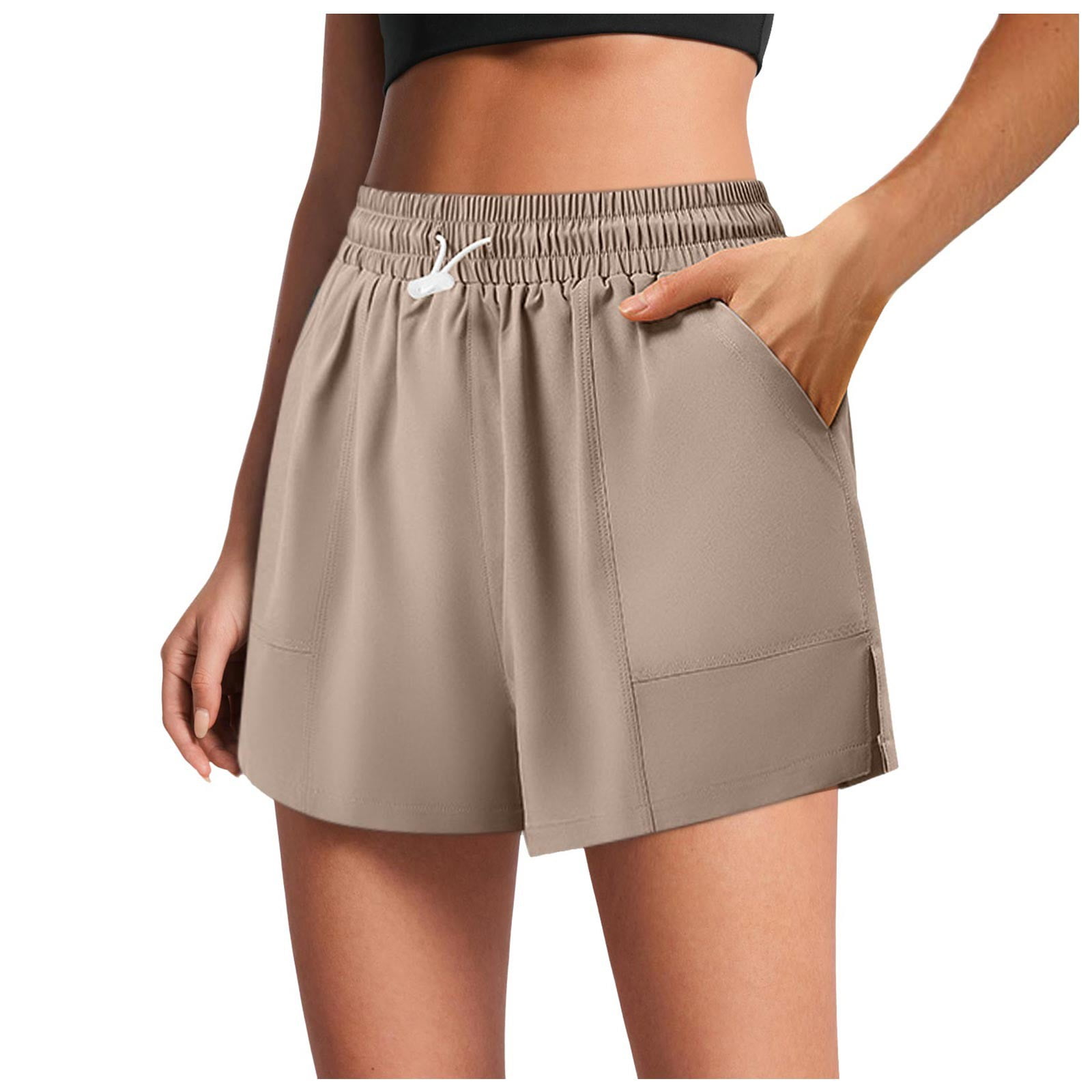 Flowy Athletic Shorts for Women Drawstring Classic Textured Elastic