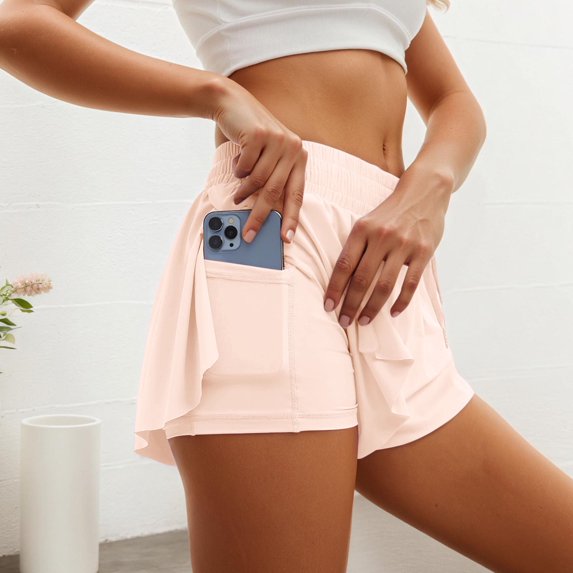 Flowy Athletic Shorts for Women Gym Workout Running Short Pants High Waist Skort with Pocket Casual Summer Clothes
