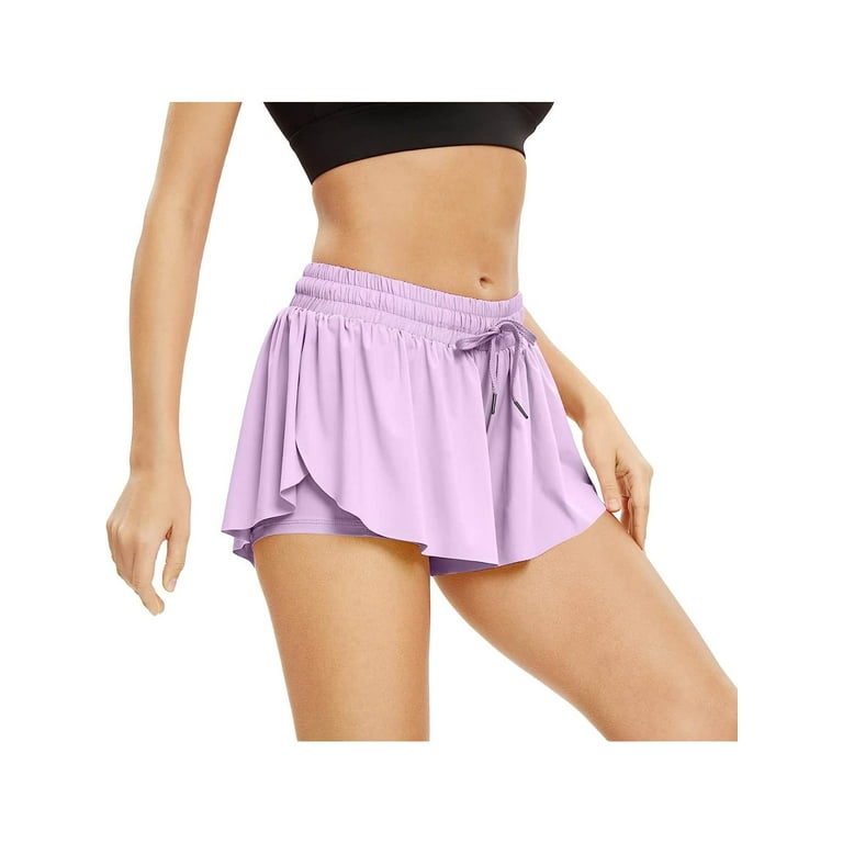 Buy TARSE Womens 2 in 1 Flowy Workout Shorts Casual Drawstring High Waist  Running Athletic Shorts Comfy Summer Skirt, Black, Small at