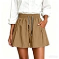 thumbnail image 1 of Flowy Athletic Shorts for Women Relaxed Fit High Waisted Tennis Short Workout Running Stretchy Drawstring Short with Pockets Khaki L, 1 of 5