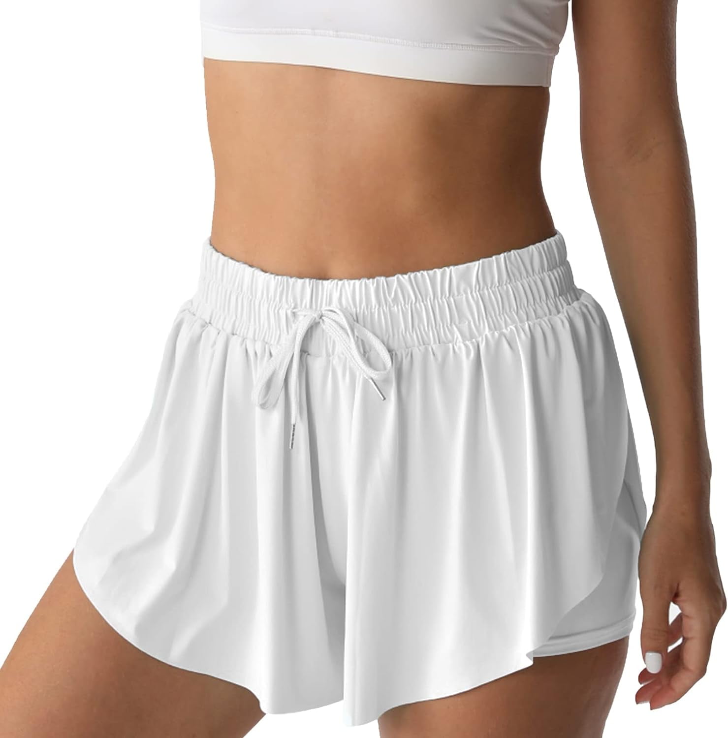 Flowy Athletic Shorts for Women Running Tennis Butterfly Shorts Girls 2in1 Double Layer Quick