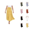 thumbnail image 1 of Flowy Boho Maxi Skirts for Women Elastic High Waist A Line Pleated Tiered Flowy Beach Long Skirts, 1 of 9