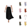 thumbnail image 1 of Flowy Boho Maxi Skirts for Women Elastic High Waist A Line Pleated Tiered Flowy Beach Long Skirts, 1 of 9