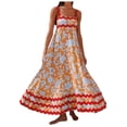 thumbnail image 1 of Flowy Dresses Women 2024 Trendy Handkerchief Hem Casual Beach Dress Printed Summer Sleeveless Tank Midi Dress, 1 of 9