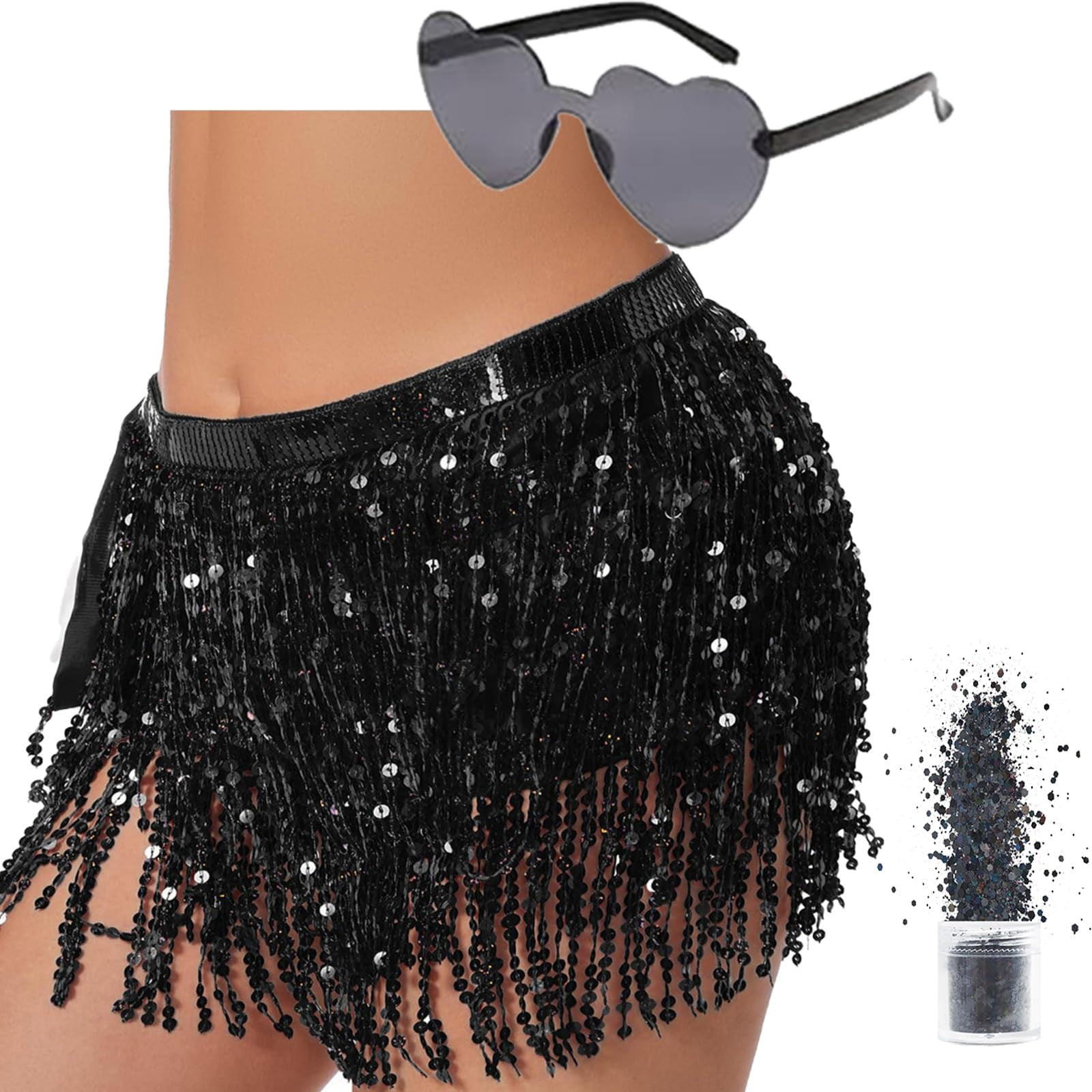 Flowy Dresses for Women Halter Skirt Women s Solid Color Sequin Tassel Tie with Waist Maxi Skirt Stretchy Versatile Skirts for Women Fashion Slim Long Skirts for Women Black L Walmart