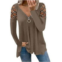 Long Sleeve Shirts V-Neck Solid Comfy Hide Belly Long Shirt Dressy Plus  Size Tops for Women Tunic Tops to Wear with Leggings Flowy Purple S 