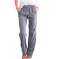 thumbnail image 1 of Flowy Pants New Womens Casual Cotton Linen Pants Lightweight Summer Loose Fitting Elastic Waist Plus Size Solid Long Trousers Business Pants for Women Gray S New, 1 of 6