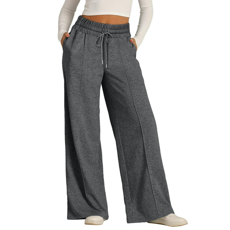 Flowy Pants For Women Wide Leg Baggy Stretchy Trousers Women Oversized Wide Leg Lightweight Pants Sweatpants Elastic Drawstring Straight Leg