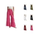 thumbnail image 1 of Flowy Pants for Women 2025 Boho Elastic High Waist Ruffle Hem Wide Leg Beach Loose Palazzo Pants Trousers, 1 of 8
