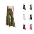 thumbnail image 1 of Flowy Pants for Women 2025 Boho Elastic High Waist Ruffle Hem Wide Leg Beach Loose Palazzo Pants Trousers, 1 of 8