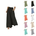 thumbnail image 1 of Flowy Pants for Women 2025 Elastic High Waist Drawstring Wide Leg Palazzo Pants with Pockets Casual Trousers, 1 of 6