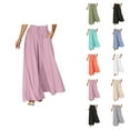 thumbnail image 1 of Flowy Pants for Women 2025 Elastic High Waist Drawstring Wide Leg Palazzo Pants with Pockets Casual Trousers, 1 of 6
