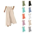 thumbnail image 1 of Flowy Pants for Women 2025 Elastic High Waist Drawstring Wide Leg Palazzo Pants with Pockets Casual Trousers, 1 of 6