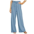thumbnail image 1 of Flowy Pants for Women, Audhol Women's New Oversized Loose Casual Pants for Women Palazzo Pants for Women Light Blue L, 1 of 7