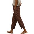 thumbnail image 1 of Flowy Pants for Women Casual High Waisted Wide Leg Loose Pant Plus Size Drawstring Split Hem Business Trousers with Pockets, 1 of 6