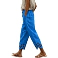 thumbnail image 1 of Flowy Pants for Women Casual High Waisted Wide Leg Loose Pant Plus Size Drawstring Split Hem Business Trousers with Pockets, 1 of 6