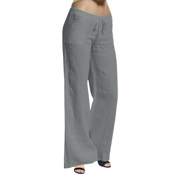 Flowy Pants for Women Pant Suit Women High L Wide Leg Pants for Running Womens Warm Casual Casual Elastic Leg Drawstring Waist Solid Long Wide Gray L