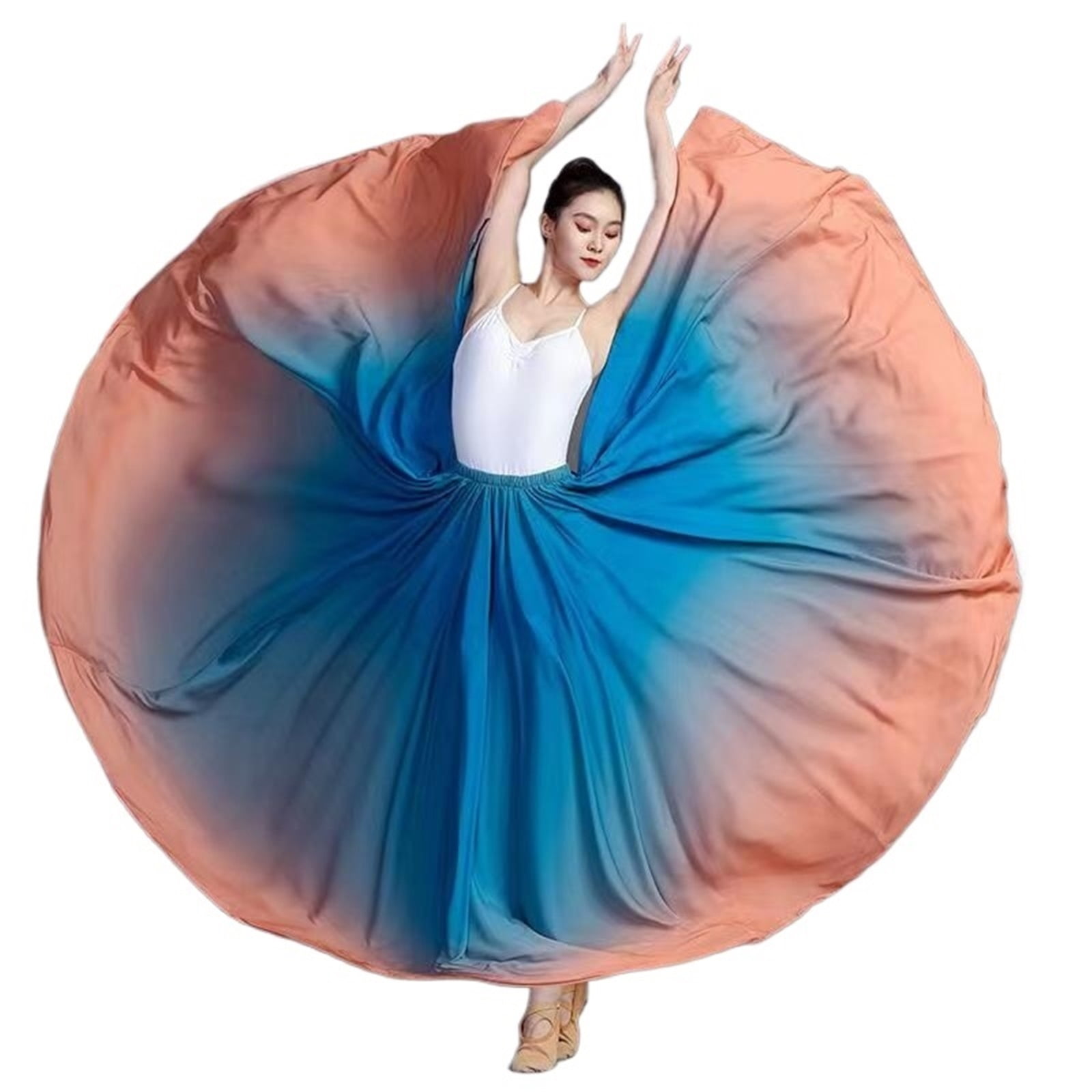 720-Degree Large Hem Half-Length Yarn Dance  Skirt