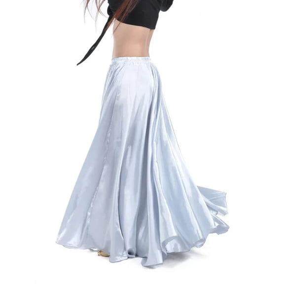 Flowy Satin Dance Skirts 360 Degree Satin Skirt Belly Dance Women Long Skirts Dancer Practice Wear Solid Dance Skirt