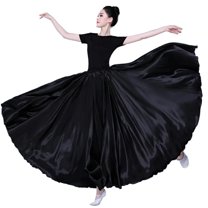 Flowy Satin Dance Skirts 360 Degree Satin Skirt Belly Dance Women Long Skirts Dancer Practice Wear Solid Dance Skirt