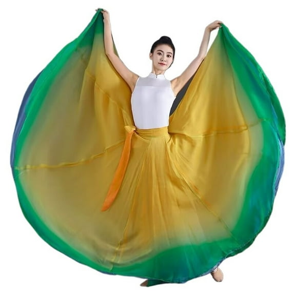 Flowy Satin Dance Skirts 720 Degree Ballet Dance Skirts Big Swing Women Elegant Gradient Flowy Skirt Gymnastics Dance Costume