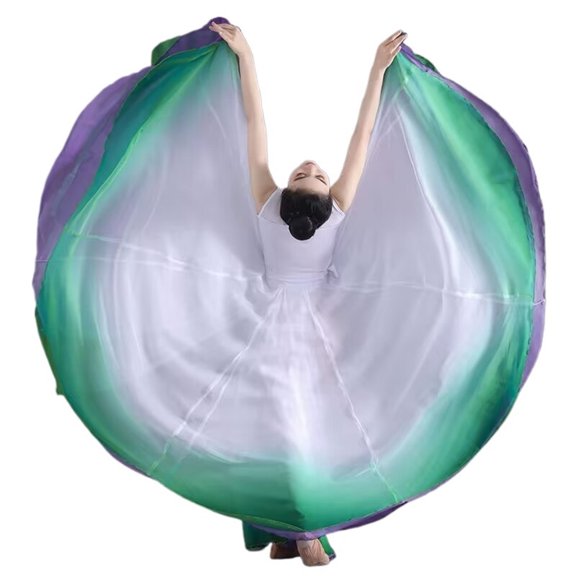 Flowy Satin Dance Skirts 720 Degree Ballet Dance Skirts Big Swing Women Elegant Gradient Flowy Skirt Gymnastics Dance Costume