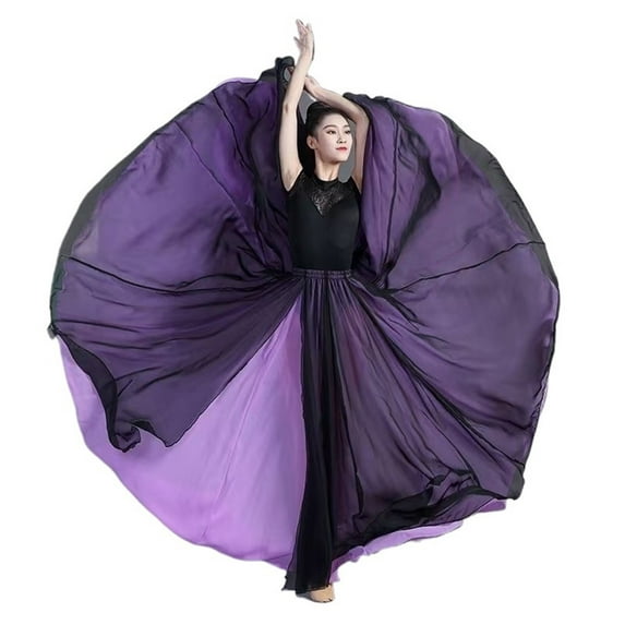 Flowy Satin Dance Skirts Ballet Belly Dance Women Long Skirts Dancer Practice Wear Purple Dance Skirt 720 Degree Chiffon Skirt