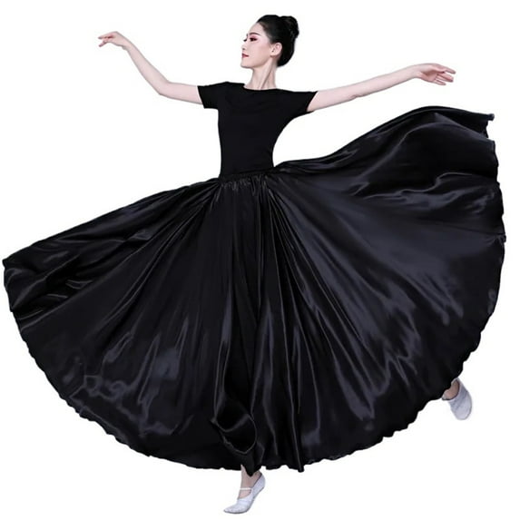 Flowy Satin Dance Skirts Shining Satin Long Skirt Swing Dancing Skirt Belly Dance Skirt