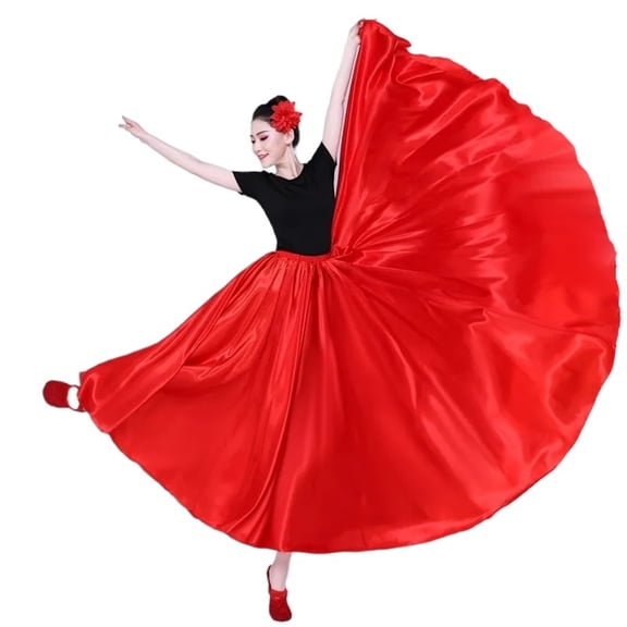 Flowy Satin Dance Skirts Shining Satin Long Skirt Swing Dancing Skirt Belly Dance Skirt