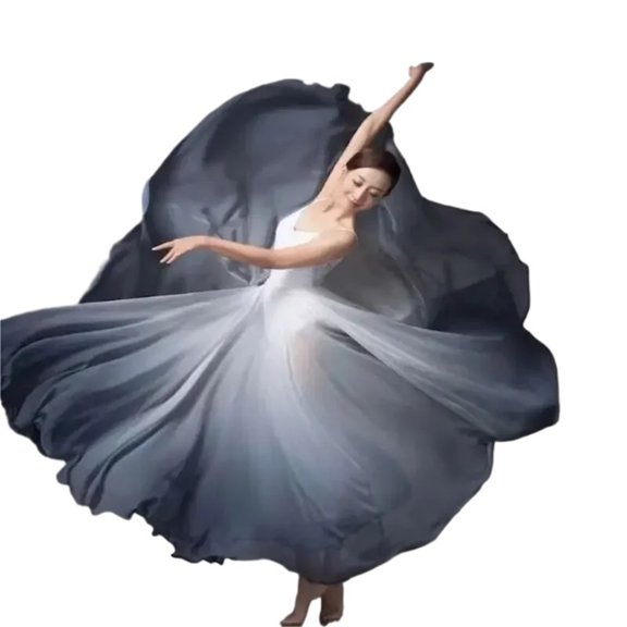 Flowy Satin Dance Skirts Women Ethnic Classical Dance Training Skirt Gradient Elegant Performance Swing Skirt Wrap 720 Degree Skirt