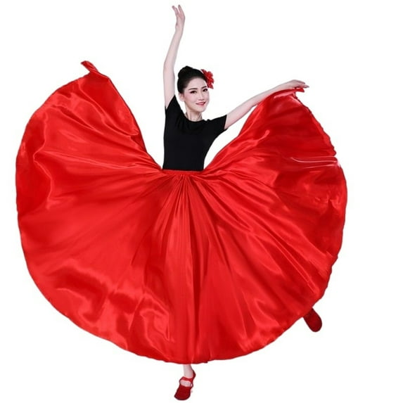 Flowy Satin Dance Skirts Women Long Skirts Dancer Solid Color Dance Satin Skirt Dance Performance Costumes