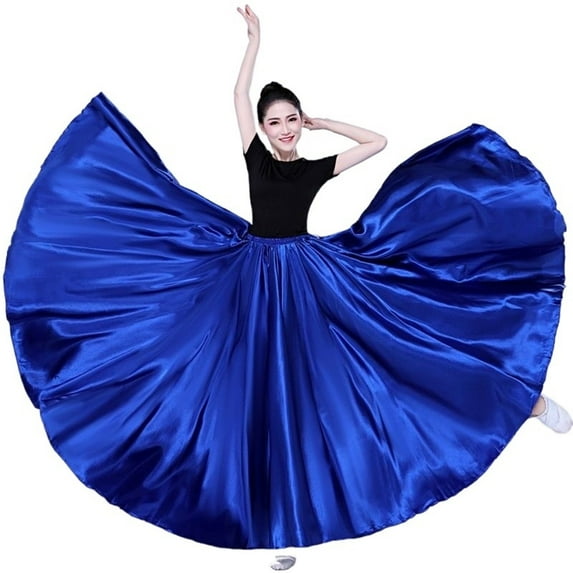 Flowy Satin Dance Skirts Women Long Skirts Dancer Solid Color Dance Satin Skirt Dance Performance Costumes