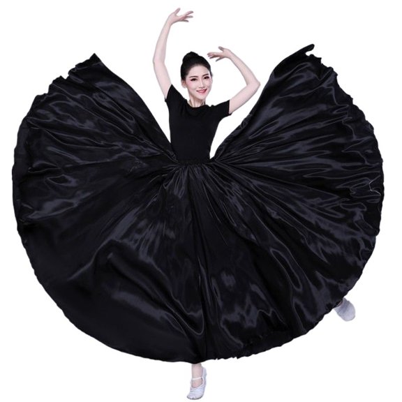 Flowy Satin Dance Skirts Women Long Skirts Dancer Solid Color Dance Satin Skirt Dance Performance Costumes