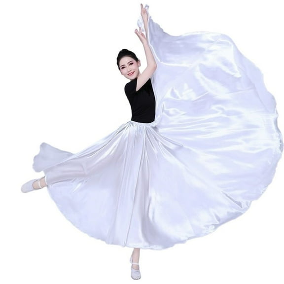 Flowy Satin Dance Skirts Women Long Skirts Dancer Solid Color Dance Satin Skirt Dance Performance Costumes