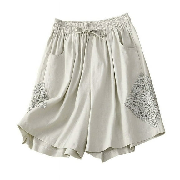 Flowy Shorts For Women Sevevn Women's Summer Casual Lace Splicing Wide-Foot Pants Large Size Thin Style Shorts