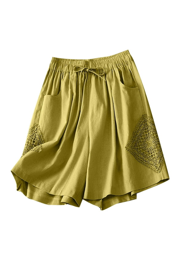 Flowy Shorts For Women Sevevn Women's Summer Casual Lace Splicing Wide-Foot Pants Large Size Thin Style Shorts